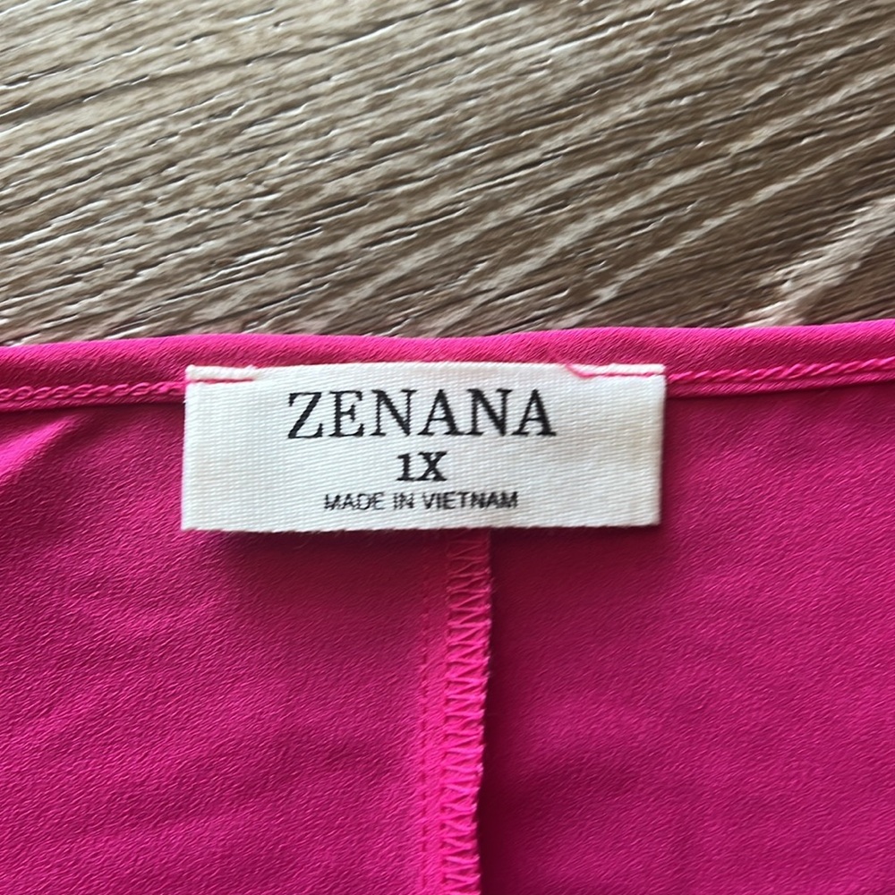 Zenana NWOT Pink Rolled Cuff V Neck Tee Shirt size 1X - Picture 9 of 10